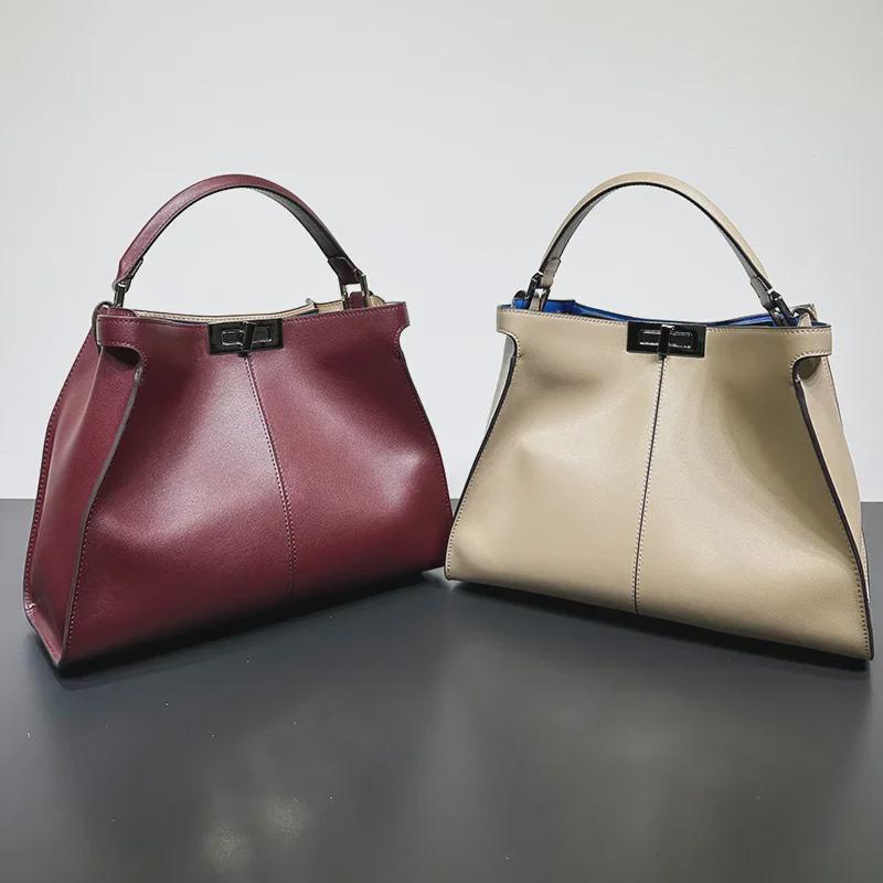 Luxury Women's Genuine Leather Tote: Spacious & Stylish Handbag for Shoulder or Messenger Use