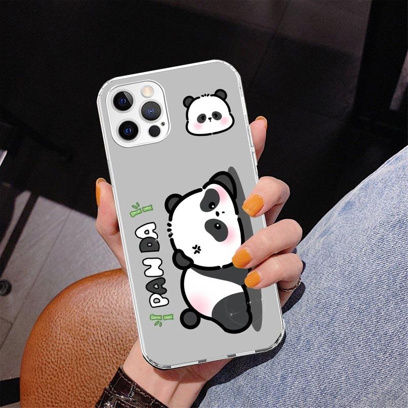 Cartoon Cute Panda Bear Phone Case For iPhone 17 Air 16 Pro Max 16E 15 + 14 Plus 11 12 13 Mini 7 8 SE Gift Print Cover Fundas 17