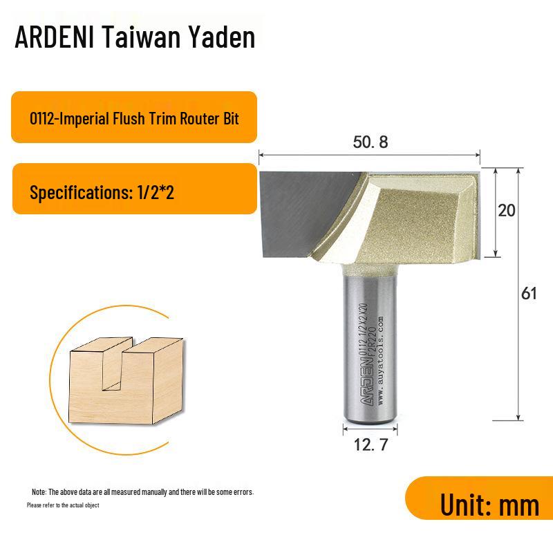 Yaden Metric Flat Bottom Woodworking Cutter: Slotting, Rebating, Milling, Trimming, Engraving, & Router.