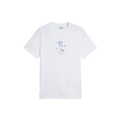 Team Grafik Bestickt Lässig Print Rundhals Kurzarm T-Shirt Herren Oberteile Weiß 627121-02