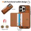 For iPhone 15 Pro Max PU Leather Back Case Card Holder Kickstand Phone Cover with Wrist Strap