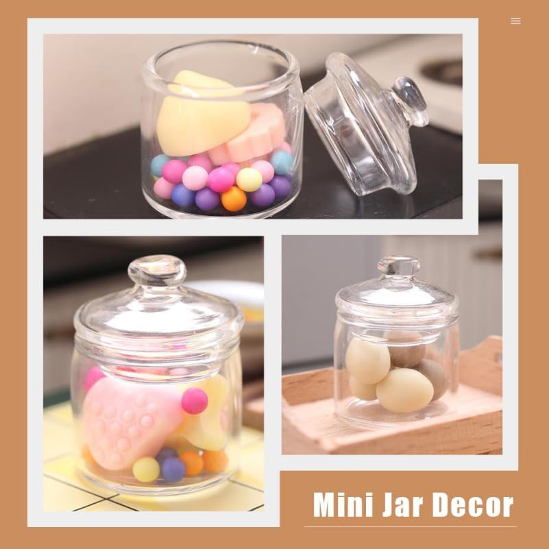 UPKOCH 6pcs Miniature Glass Jar Doll House Decor Mini Jars for Unique House Decoration for Bedroom and Dressing Accessories