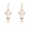 European and American Personalized Cross Earrings Cut Out Long Metal Earrings Niche Style Fancy Non-Piercing Ear Clip Earrings for Women