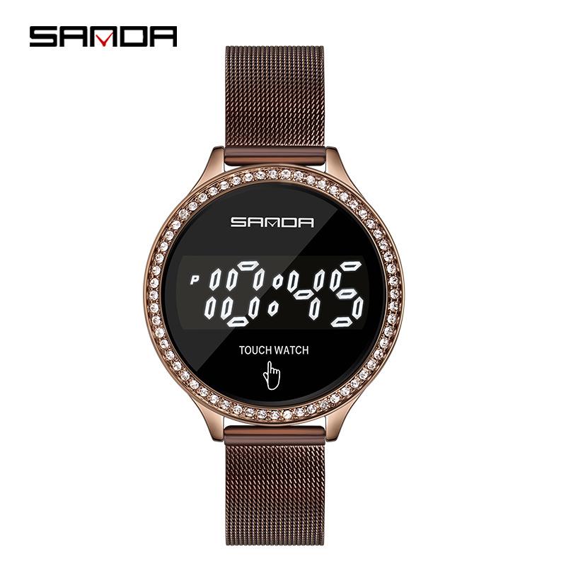 

Мужские электронные часы Sanda 8006 с сенсорной кнопкой и сетчатым браслетом