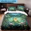 Frog In Top Hat Serenade 3pcs Bedding,Including 1pc Duvet Cover And 2pcs Pillowcases Perfect for Christmas,Ideal for Bedroom, Dormitory