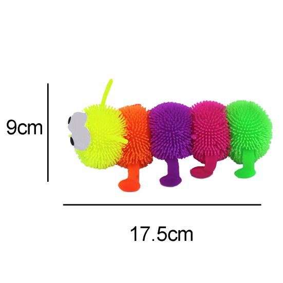Glowing Hair Puffer Caterpillar Soft Anti-Stress Sensory Fidget Kids Squeeze Toy
