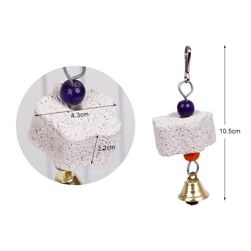 Игрушка для грызения и стачивания клюва попугая, кальциевый камень с колокольчиками, аксессуары для клетки птиц, игрушки для клетки для крысы, хомяка, шиншиллы, кролика