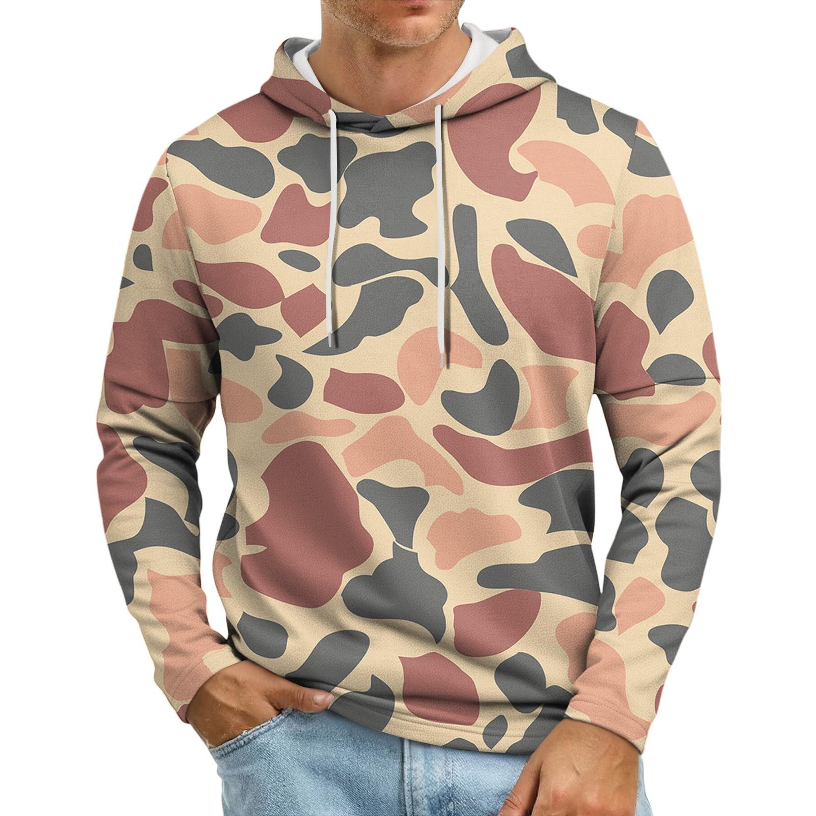 

Мужская толстовка с капюшоном свободного кроя в стиле кэжуал с камуфляжным принтом L