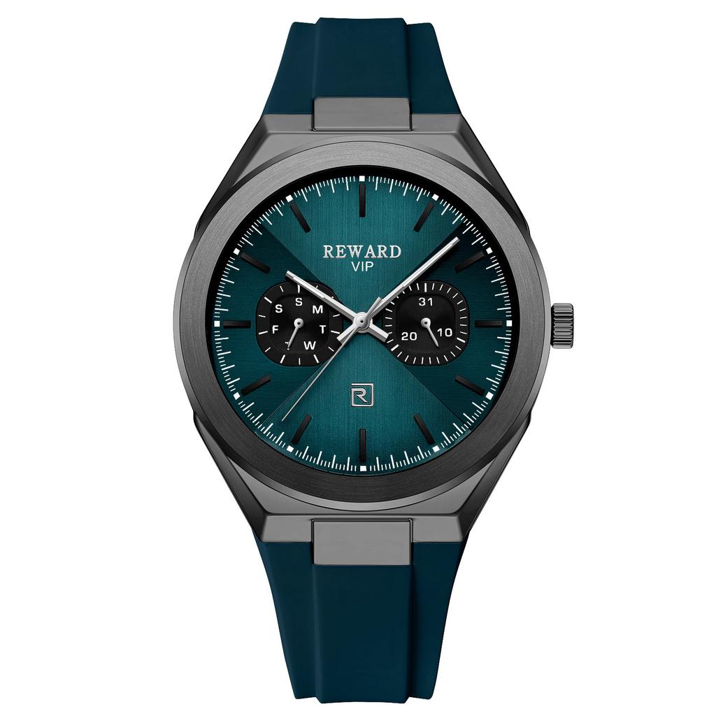 REWARD RD932106M Alloy Case Quartz Movement Silicone  Men's Watch Display 30M Water Resistant Business Model
