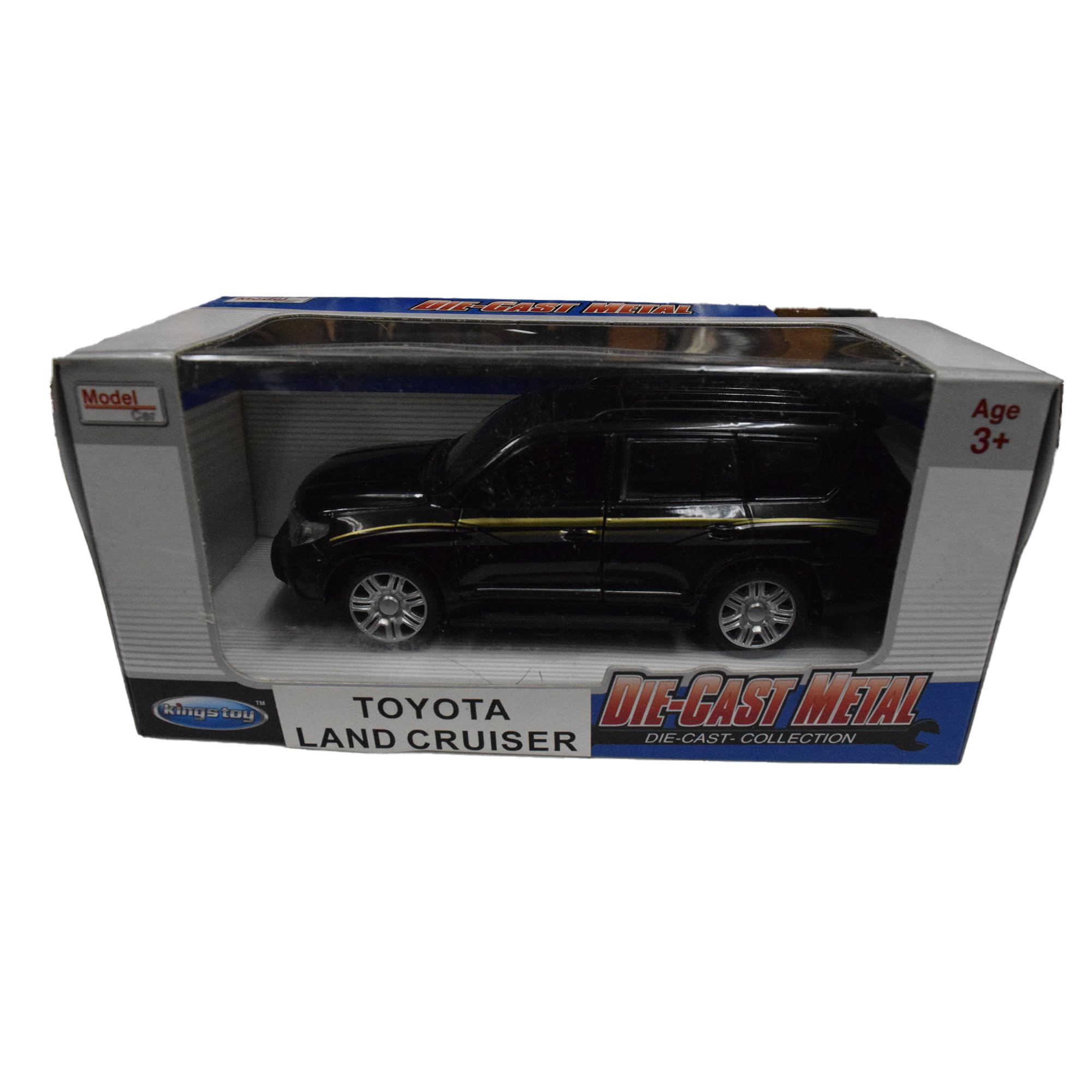

TOYOTA Land Cruiser 1/36 scale black die-cast miniature car with pull-back function, finished product, Toyota, boxed toy, light-up, sound.