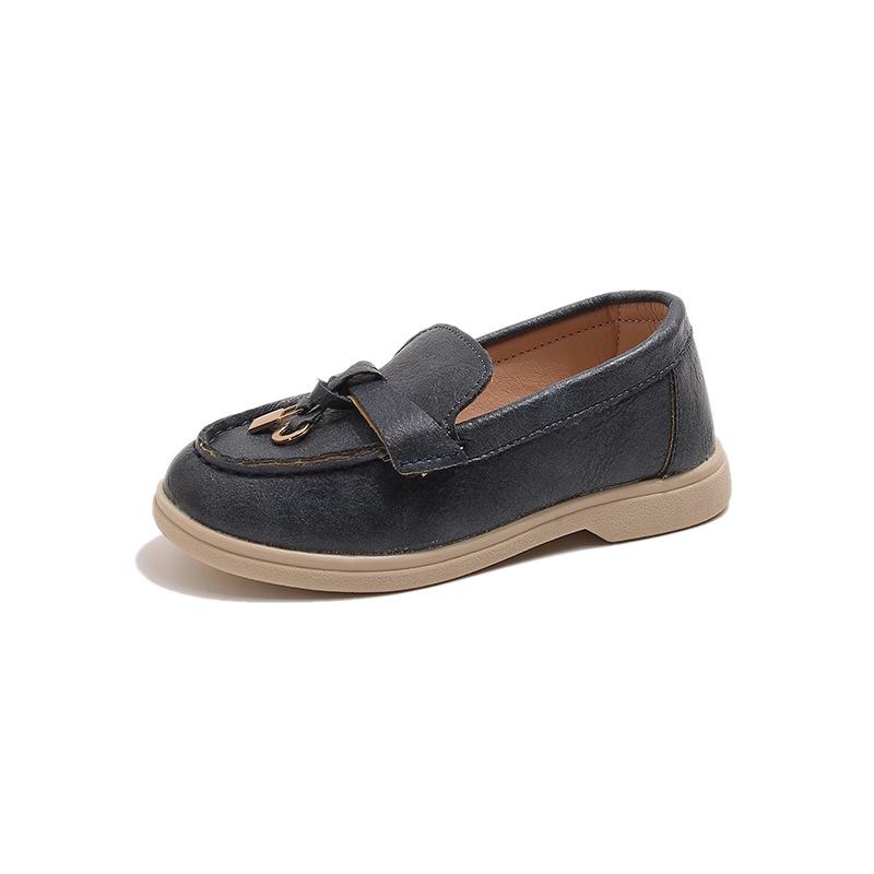 Retro British Style Loafers Toddler Bean Shoes For Boys And Girls Casual Leather Footwear