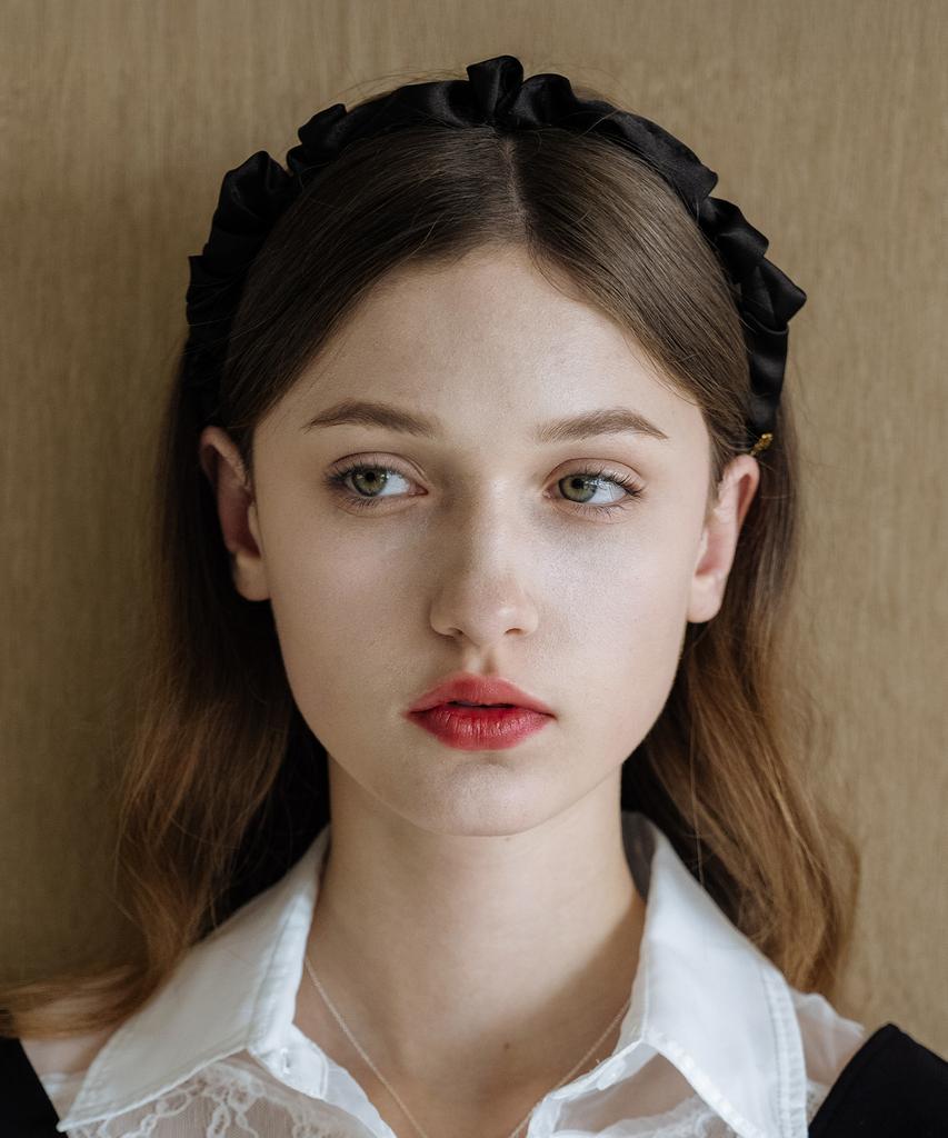 Has En001 Shirring Satin Slim Hairband (2Colors)