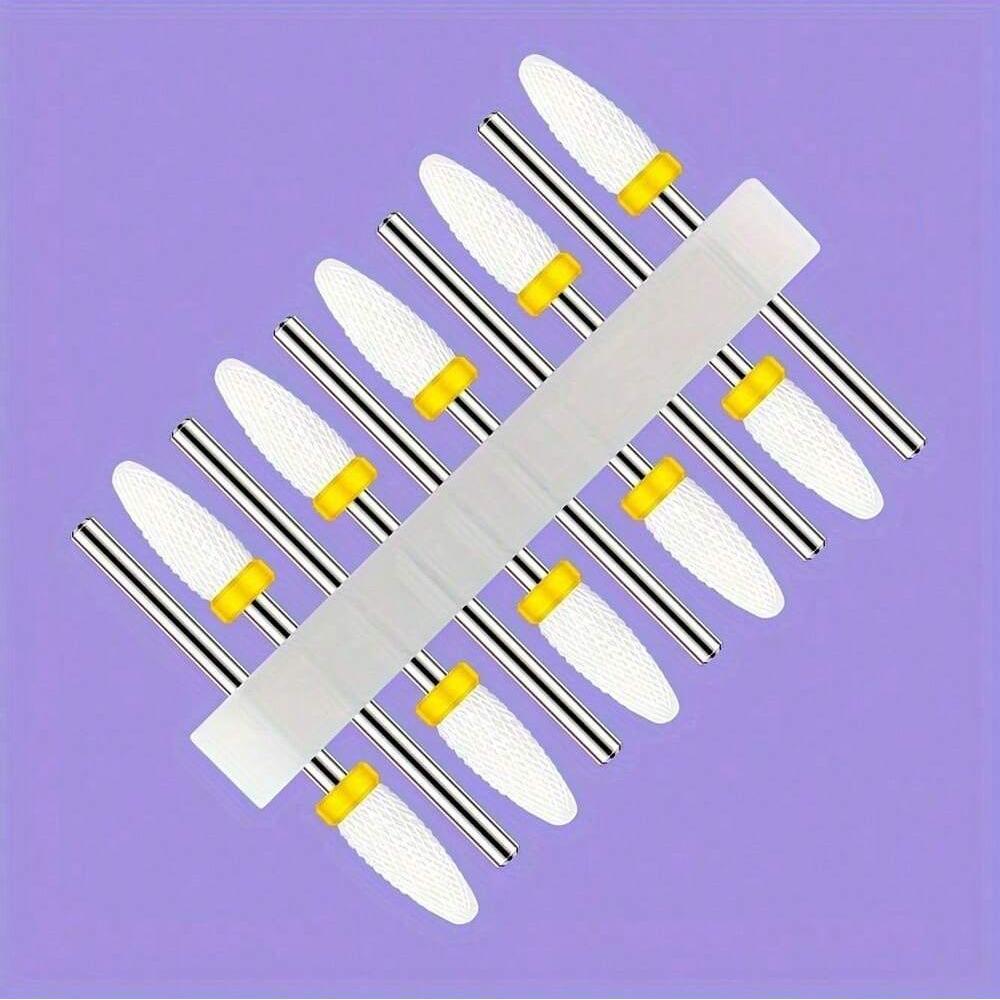10pc/Set Ceramic Milling Cutter Nail Drill Bits Burr Gel Polish Remove Tools Cuticle Electric Manicure Files Kit Accessories