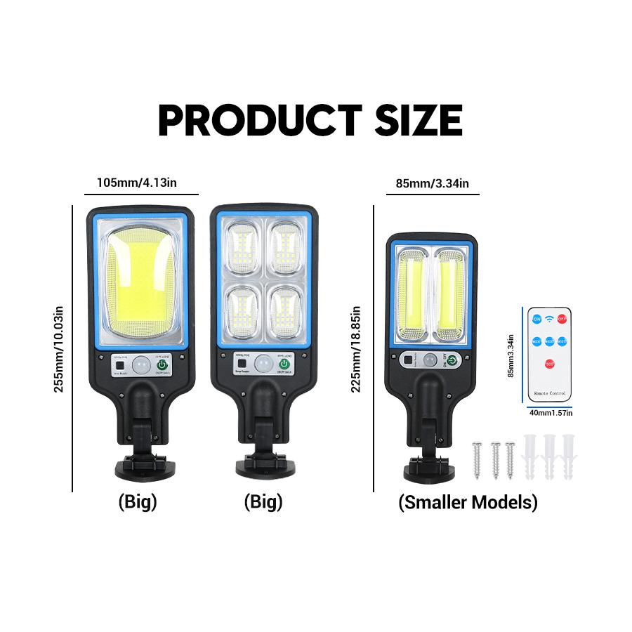 Lumină Stradală Solară LED COB Exterior Impermeabilă 3 Moduri Telecomandă Senzor de Mișcare PIR Lampă Solară Pentru Grădină Securitate Aplicație de Perete