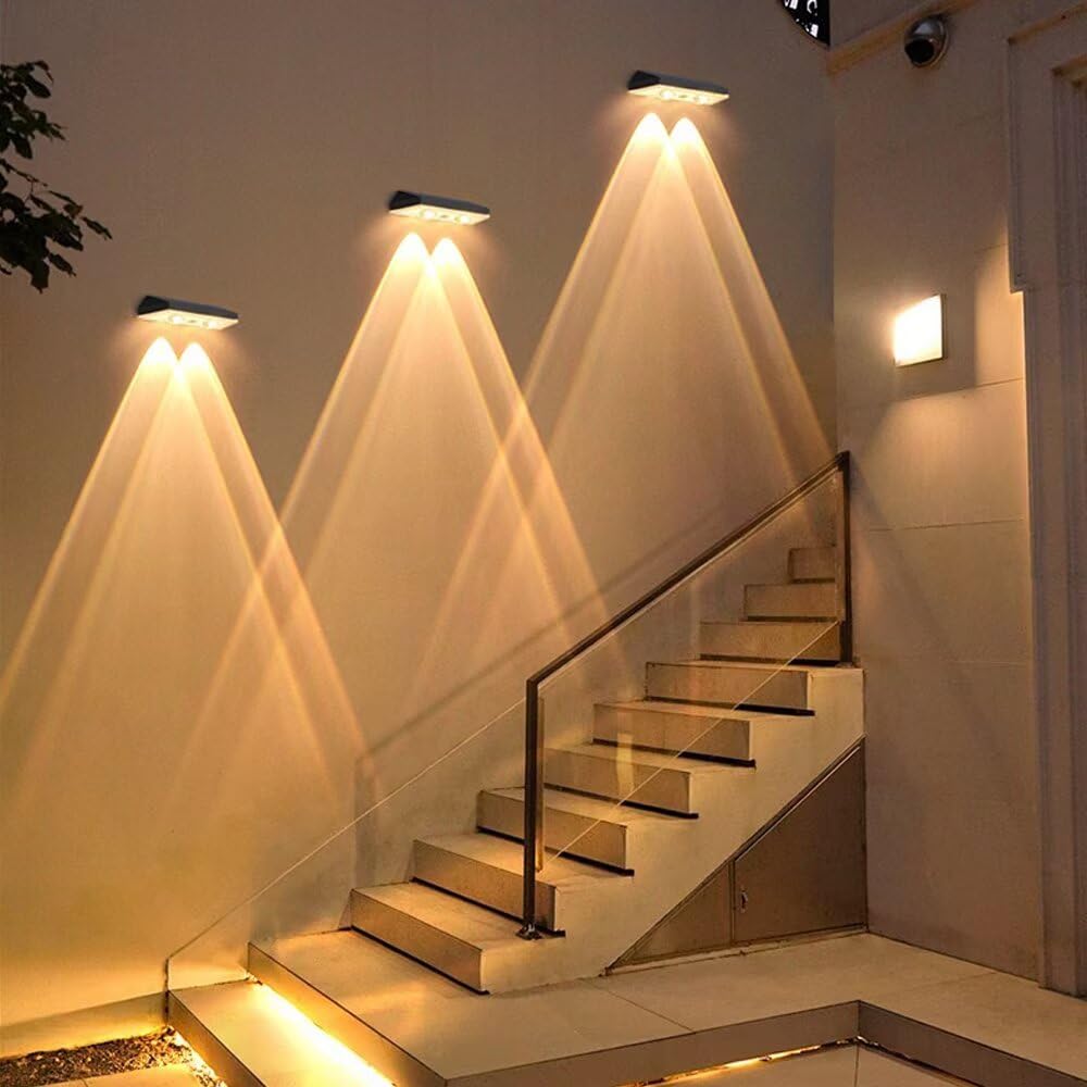 HONGYAN Solar Lights, Outdoor Fence Lights, Sensor Lights, Entryway Lights, Garden Lights, 1500mAh High Capacity, Ultra-Bright Nameplate Lights, No