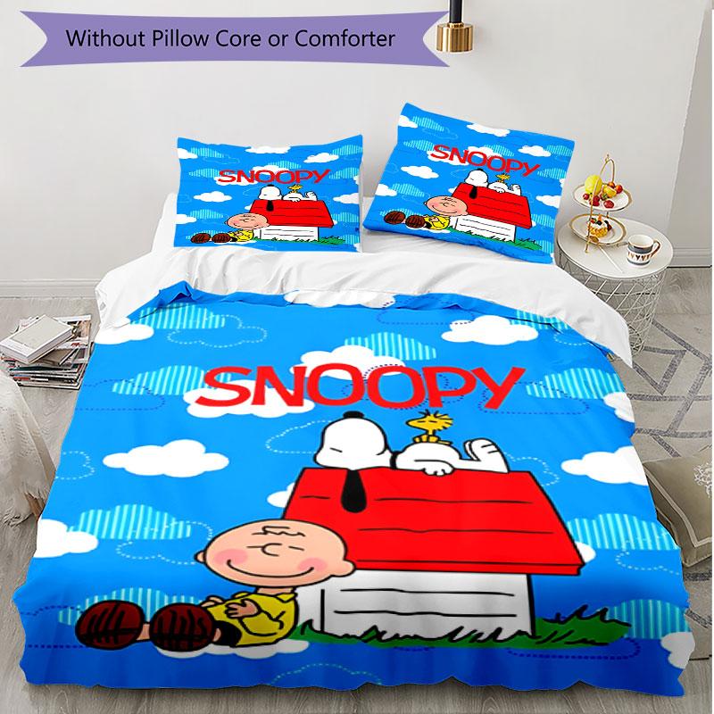 3pcs Duvet Cover Set (1*Duvet Cover + 2*Pillowcase, Without Core), Snoopy Print Soft All‑Season Bedding Set, Home Bedroom Decor Gift