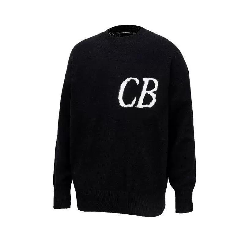 Trendy Unisex CB Logo Jacquard Knit Pullover Sweater