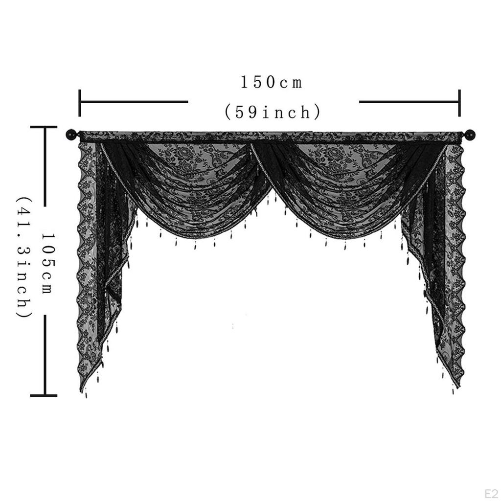Fossgardin Vinduskappe Myk Pustende Elegant Drapering med Perlekvaster for Kafé Kjeller