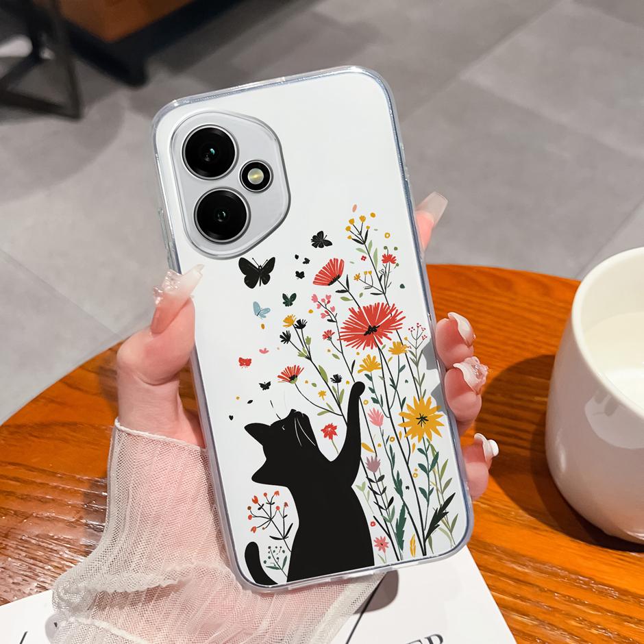 For Honor 400 Pro Lite 5G Case Pretty Flowers Transparent TPU Bumper Protective Cover For Honor400Pro Fundas Honor400Lite Coque