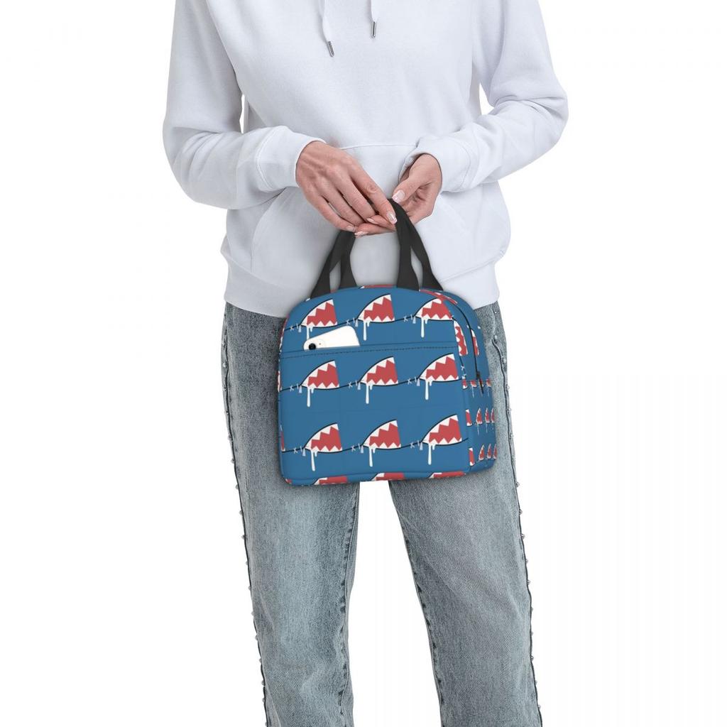 Gawr Gura Shark Mouth Insulated Lunch Bag for Women Children Portable Food Boxes Thermal Lunch Box Tote