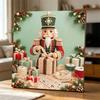 Framed Pearl Art DIY Kit with Christmas Nutcracker Pattern 3D Sparkling Bead Canvas Painting Handmade Holiday Gift for Home Decoration