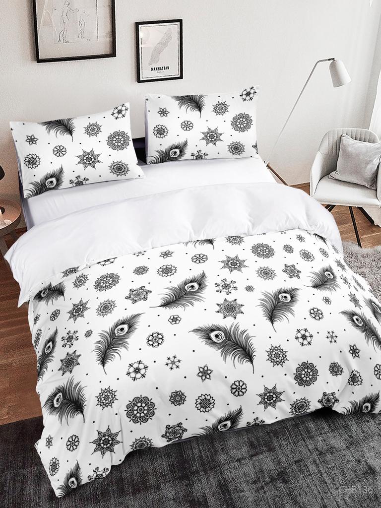 Simple And Fresh Three-Piece Set Thousand Birds Plaid Kit Quilt Cover Bedding
