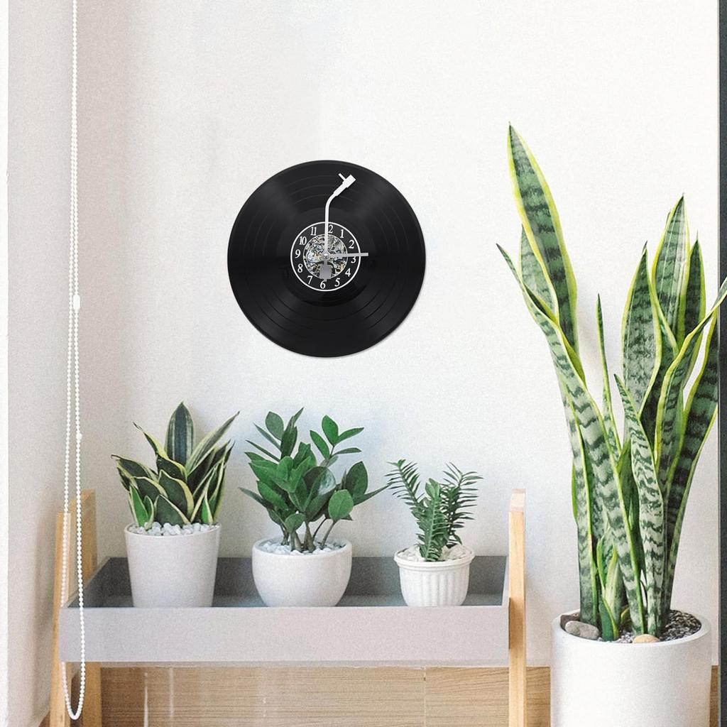 Homoyoyo Schallplatten Wanduhr, 12 Zoll, 335g, Retro Dekor, Leise Wanduhr für Schlafzimmer/Wohnzimmer, Einfache Installation, Innenwanduhr