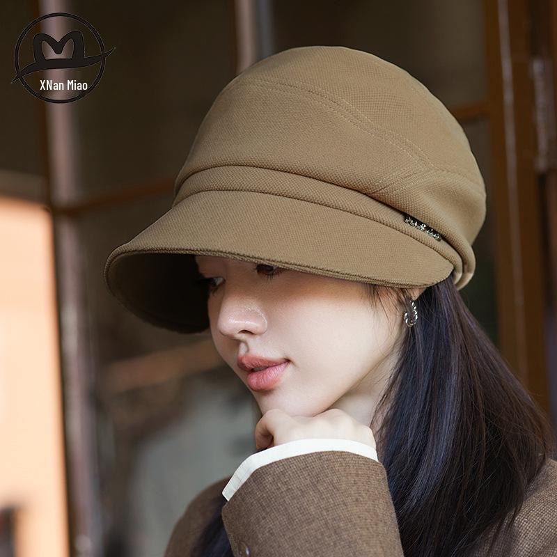 

Женская корейская шапка-бини в стиле рыбака с козырьком - Элегантная, универсальная и идеально подходящая для осени/зимы. M (56-58cm) кофейный