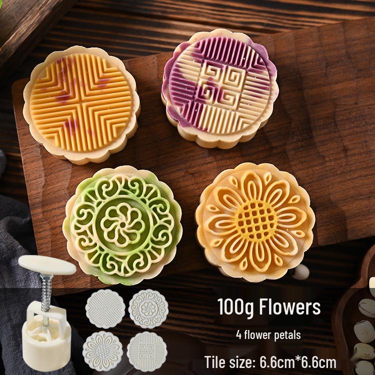 Mid-Autumn Mooncake Press - Flower Ice Skin Mold for Pastry & Mung Bean Cake