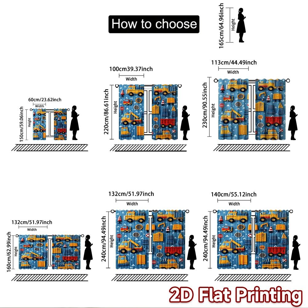 2D flat Photography Backdrop Party Backdrop Colorful Construction Vehicles 100% Polyester Birthday Party Use for Bedroom