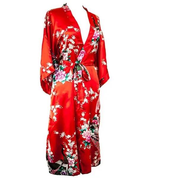 Свадебный халат из шелкового сатина для невесты и подружек невесты, цветочный банный халат, короткий халат-кимоно, ночной халат, банный халат, модный халат для женщин M красный