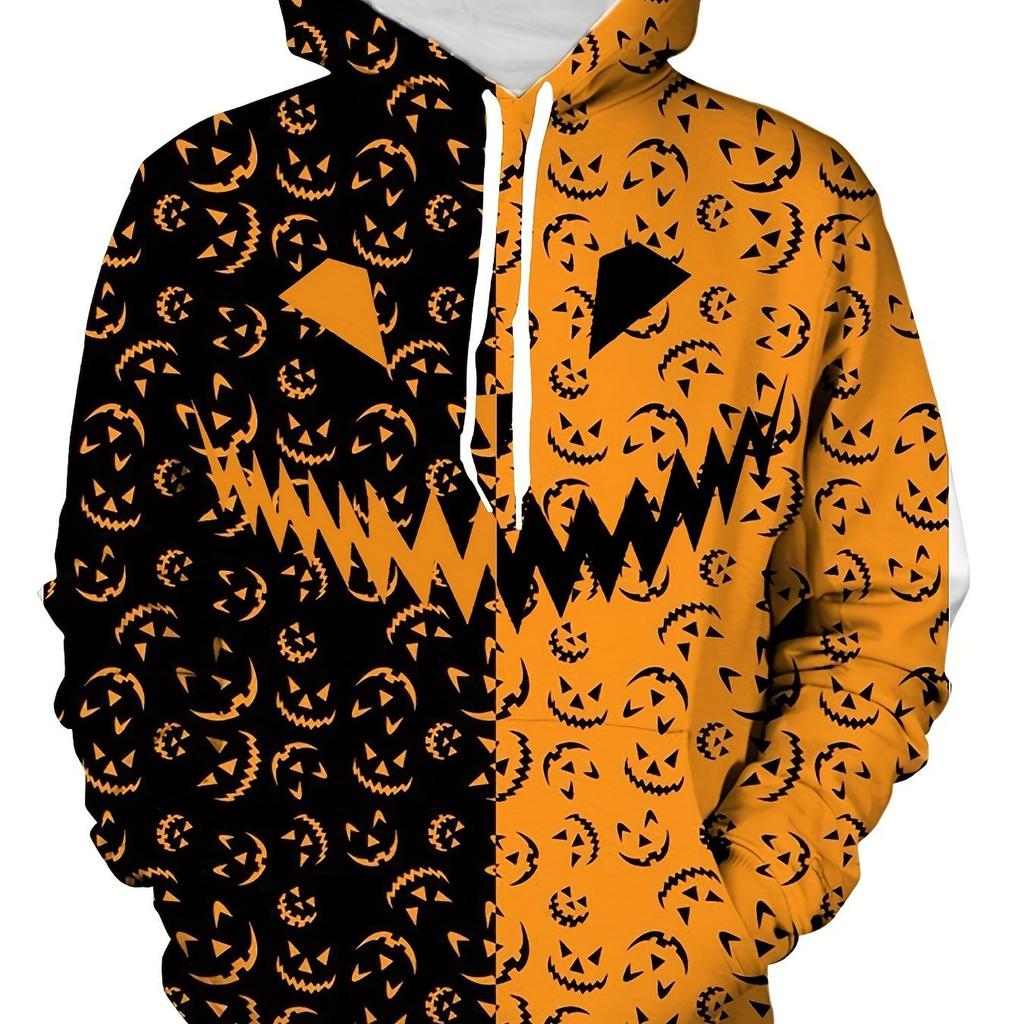 Autumn 3D Fun Pumpkin Pattern Printed Hoodies Fashionable Casual Sports Long Sleeved Men's Hooded Sweatshirts