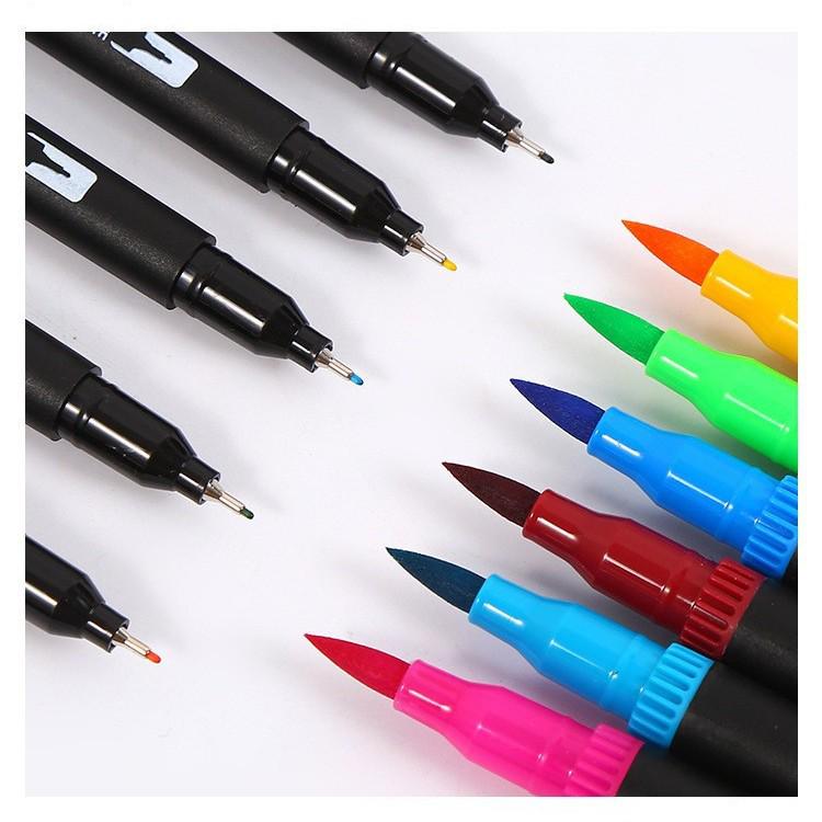 168 Color Double-Ended Watercolor Fineliner Pens Set - Soft Tip, Washable, Art Drawing Tools