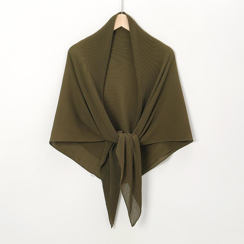Plain 110Cm Big Size Wrinkle Square Bubble Chiffon Instant Hijab Shawls Ramadan Solid Beach Scarves and Wraps Headband Muslim