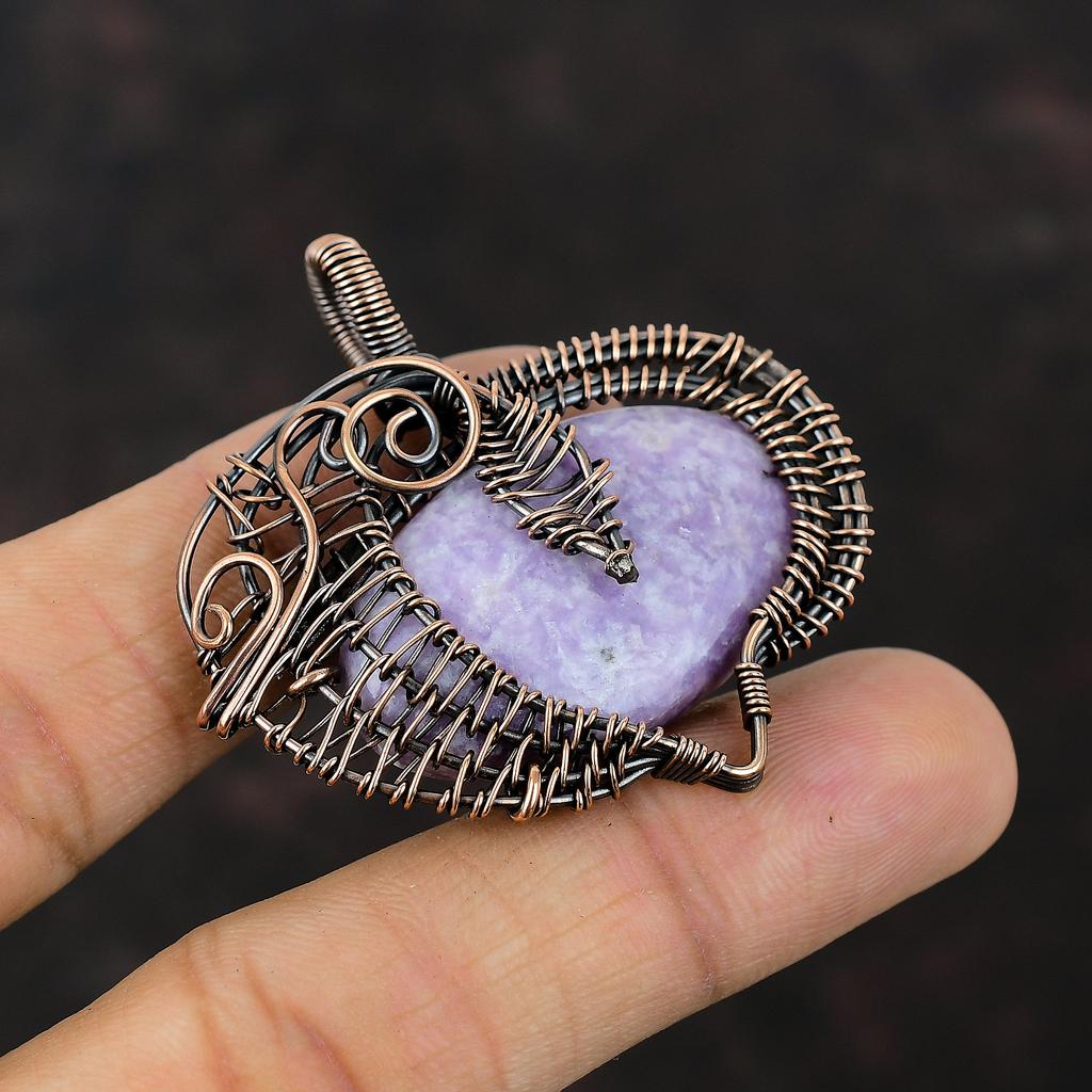 Lepidolite Pendant Copper Wire Wrapped Pendant Very Pretty Gemstone Jewelry Dainty Pendant Copper Wire Jewelry Gift For Her Handmade Jewelry