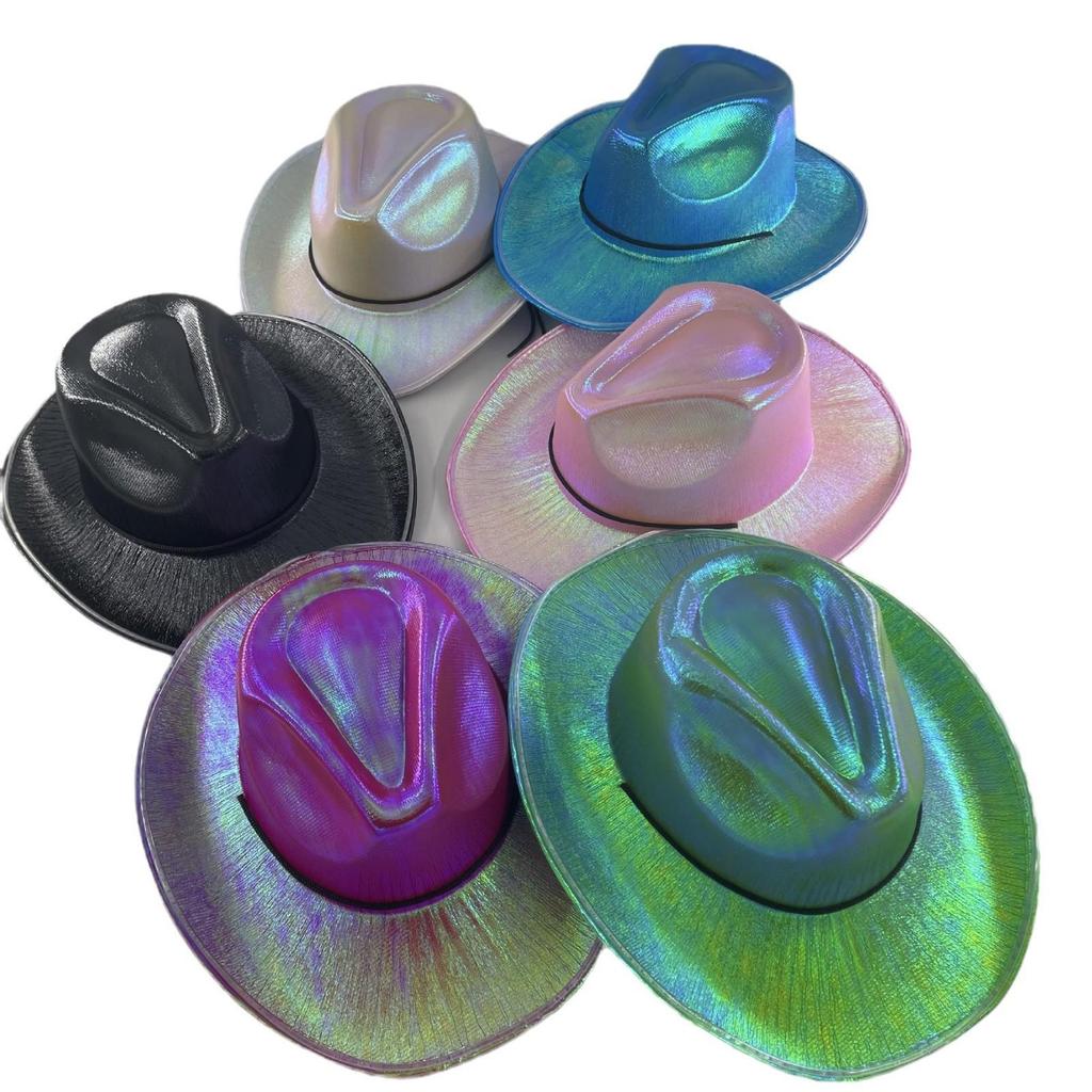 Iridescent LED Light-up Sequin Cowboy Hat for Christmas and Halloween Carnival