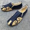 Dali Men's Linen Monk Shoes, Soft Sole Loafers, Auspicious Cloud Design, Breathable Slip-on, Chinese Style.