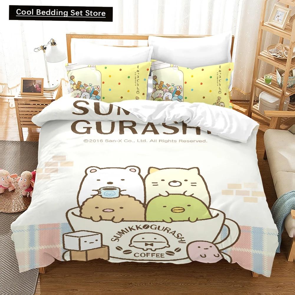 Cartoon Sumikko Gurashi Bedding Set,Duvet Cover Comforter Bed Set Quilt Cover Pillowcase,King Queen Twin Size Boys Girls Adults