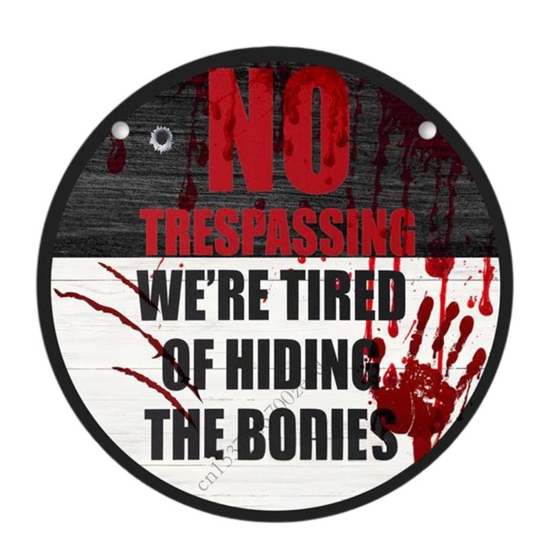 Halloween No Trespassing Wooden Hanging Sign Bloody Horror Front Door Plaque Decoration For Home Office Classroom Decors P9YB