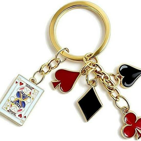 Classic Card Poker Keychain - Lucky Money Pendant and Halloween Ornament