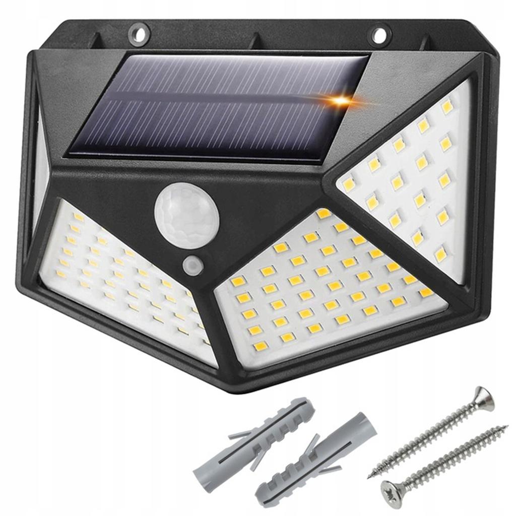 Kinkiet Led Solarna Lampa Z Czujnikiem Ruchu 100 Led