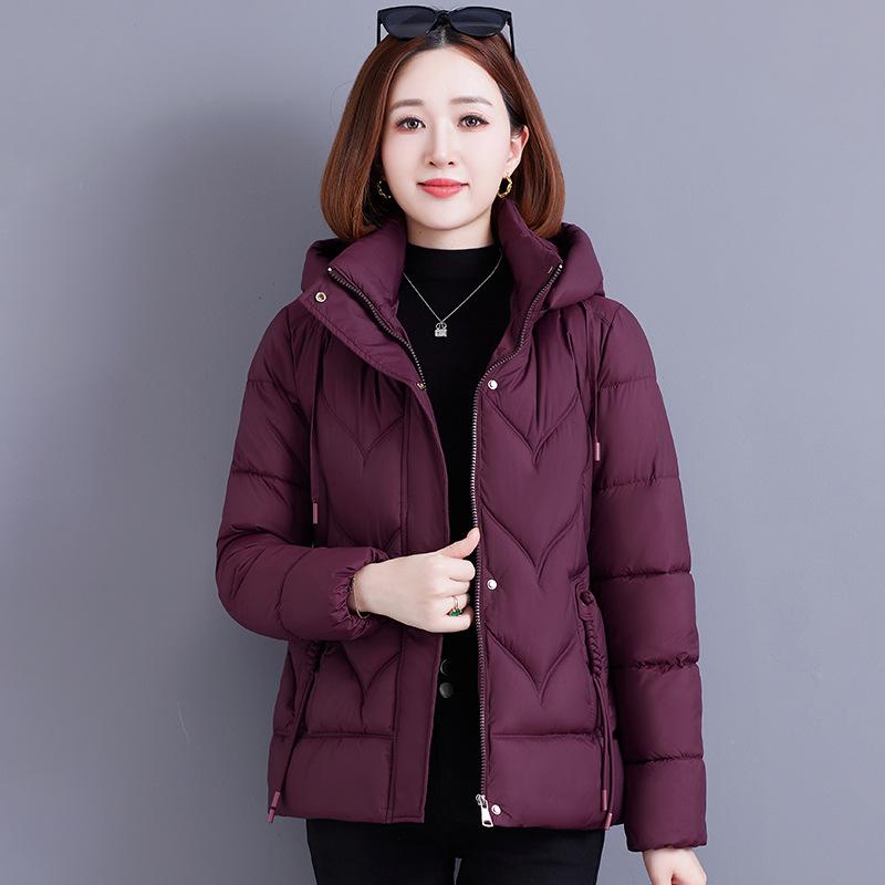 Short cotton clothes women's fashion detachable hat off cotton jacket thickened warm padded jacket winter 2025 new