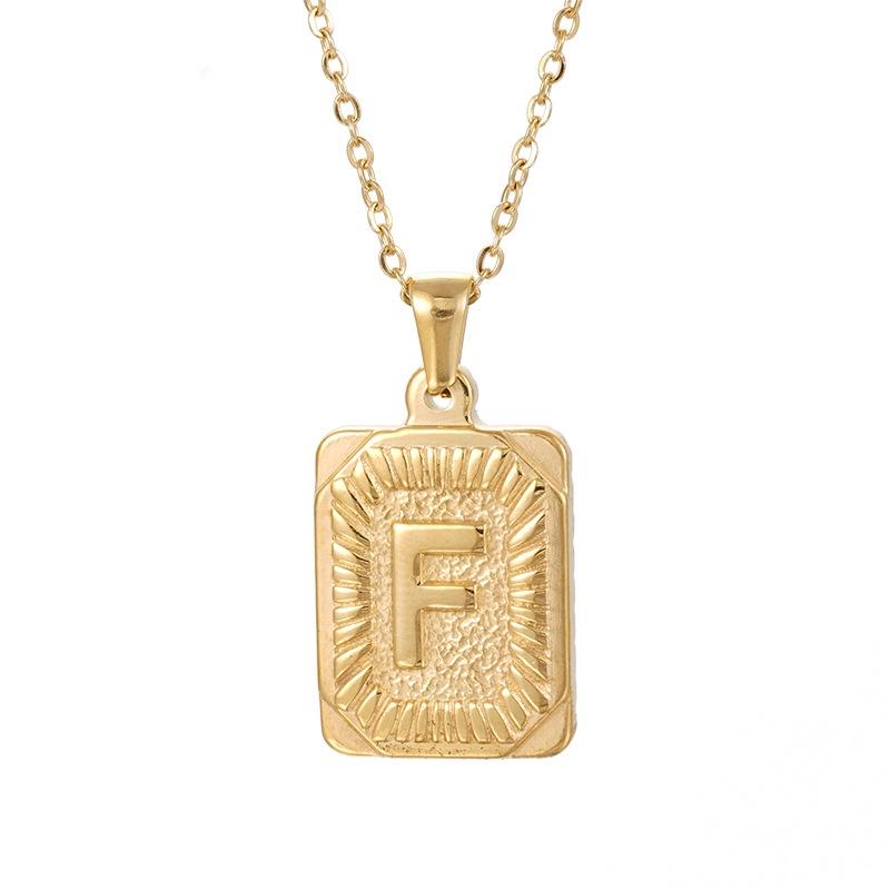 Stylish 18k Gold Stainless Steel Letter Pendant Necklace For Men O-type Cross Chain Non-fading