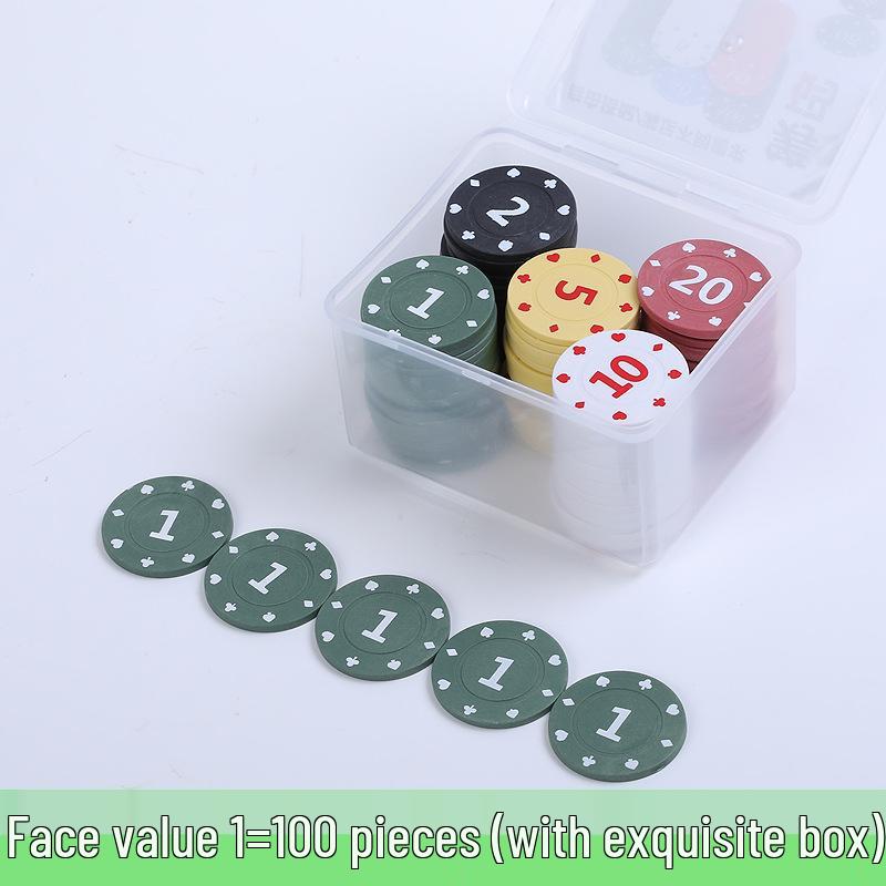Boxed 100 Plastic Chips for Card Games: Baccarat, Mahjong, Poker