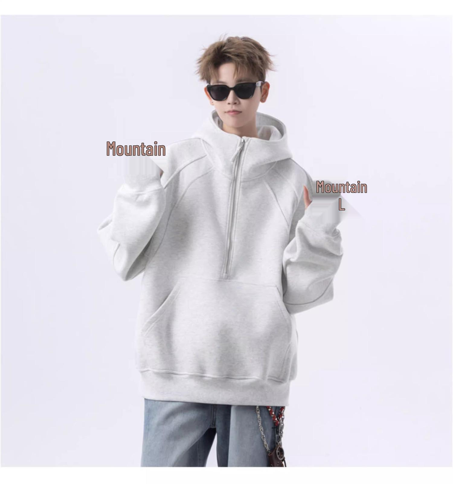 Мужская деконструированная толстовка-худи на молнии до середины с воротником-стойкой для осени L 2260₽