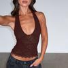 Women's Spring New Hollow Lace Slim Sexy Small Vest Versatile Neck Top