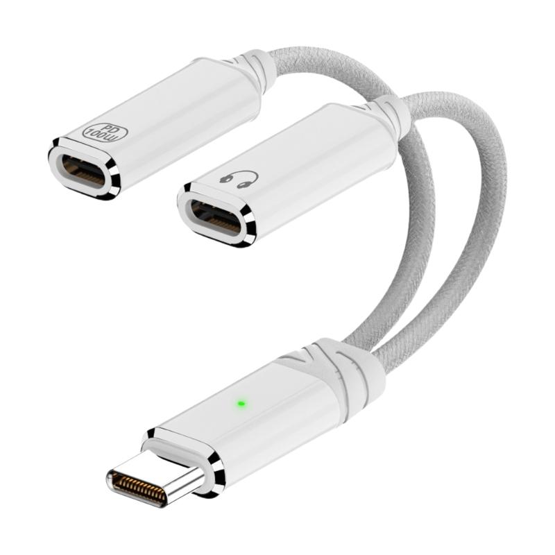 Type C Dongle for Headphones and Charging HiFi Sound Quality Fast Charging Adapter Cord Wire Support Data Sync