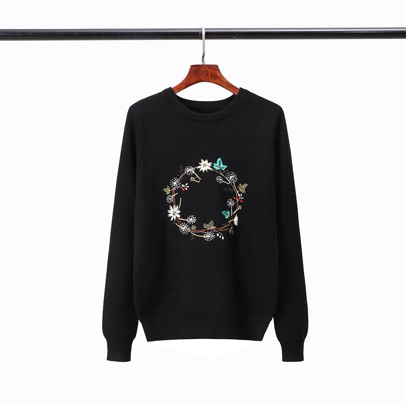 2023 Autumn Women's Embroidered Korean-Style Pullover Sweater - Long Sleeve Base Layer Knitwear