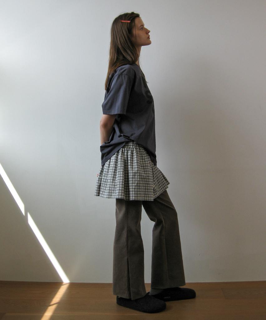 Natsu Check Layered Skirt, Black