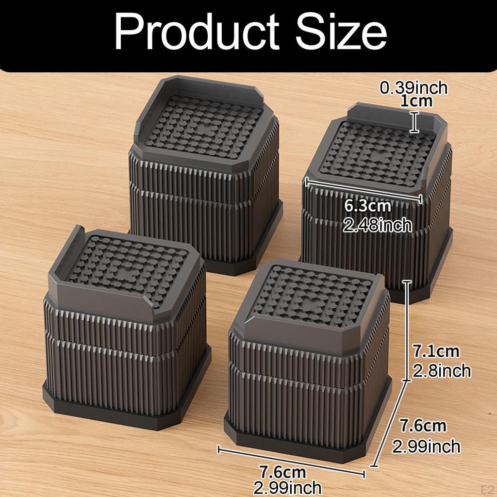 4 Stück Bettstuhl Beinerhöhung Mehrzweck Stoßdämpfung Erhöhungen Verlängerungen für Unterlegscheiben